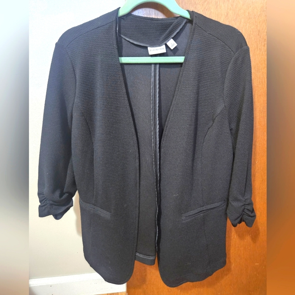 Kim Rogers Black Open-Front Jacket Blazer Size Small With 3/4 Sleeves